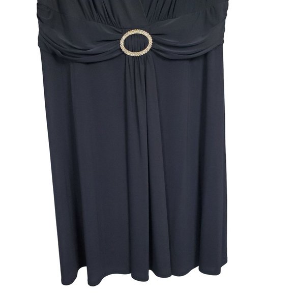 R&M Richards Size 20W Dress Pullover Stretch Fluid Jersey Midi Crystal Navy - Picture 5 of 11